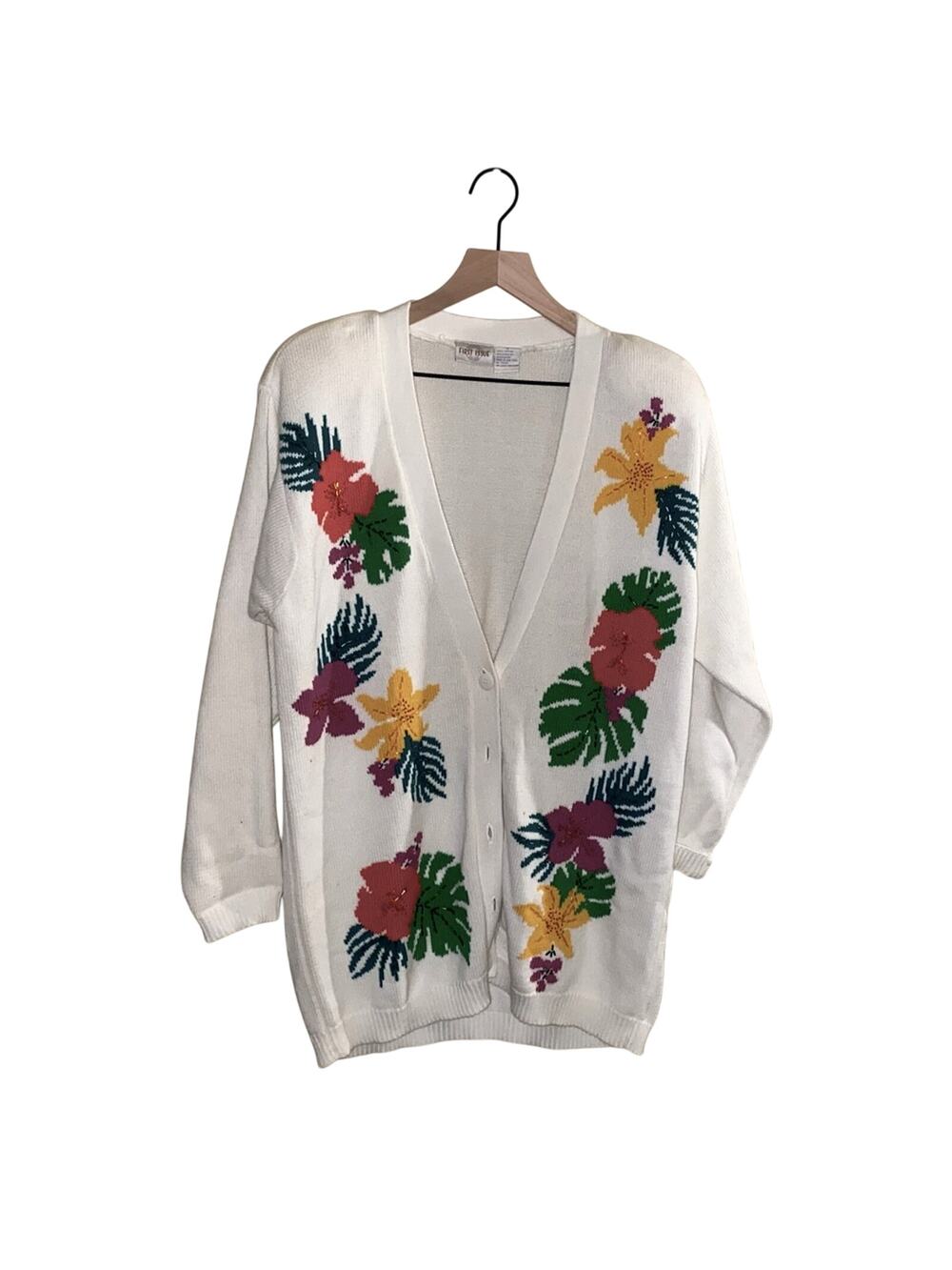 VNTG FIRST ISSUE floral beaded cardigan S